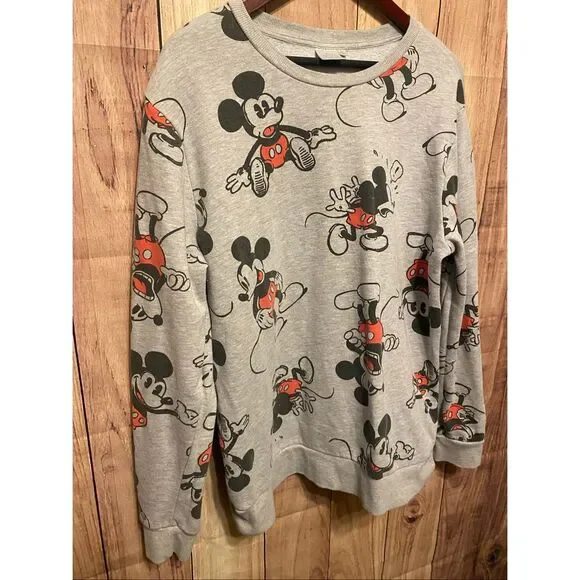 Disney 100 XXL Mickey Mouse Graphic Pullover Sweatshirt Heathered Gray - Picture 2 of 6